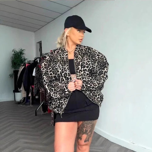 Damen lässige Steppjacke im Leopardenmuster Drune