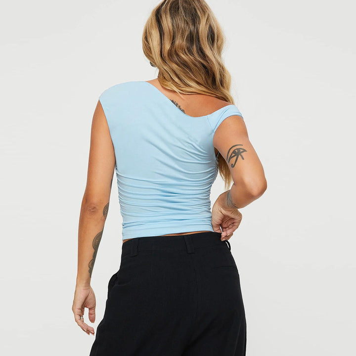 Damen asymmetrisches Oberteil mit schulterfreiem Design und elegantem Schnitt Drune