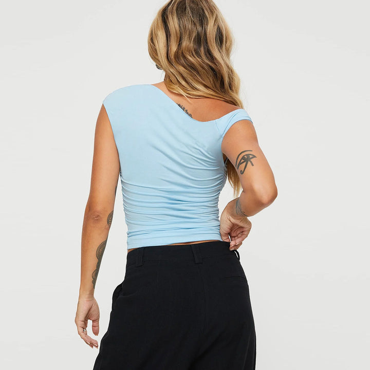 Damen asymmetrisches Oberteil mit schulterfreiem Design und elegantem Schnitt Drune