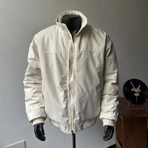 Herren Minimalistische Utility-Zipjacke im Bomberstil mit hohem Kragen und verdeckten Eingriffstaschen Drune