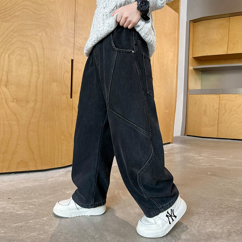 Unisex weite Cargo-Jeans mit kreativen Nähten Drune