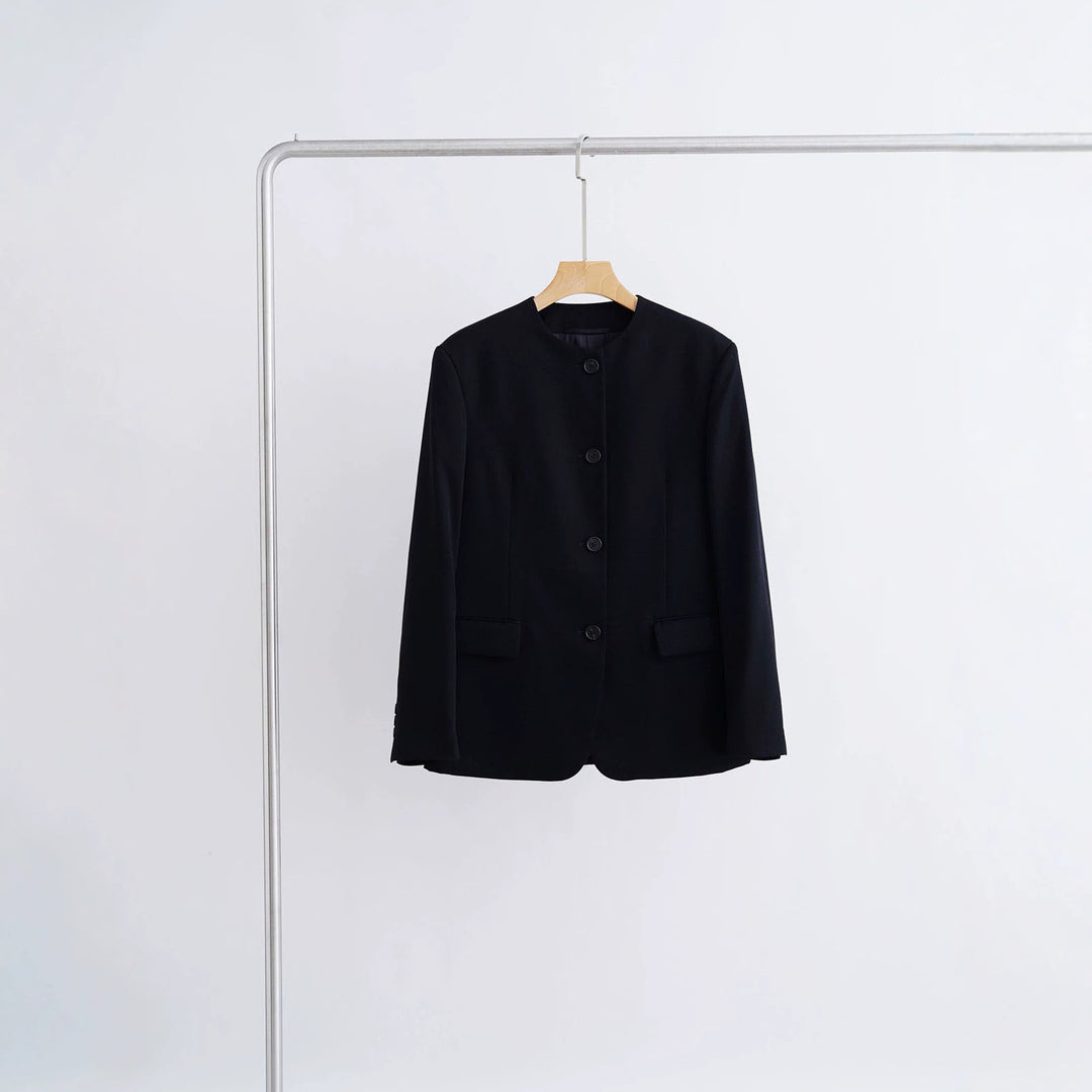 Damen Modischer Blazer mit einfachem Kragen Drune