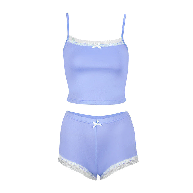 Damen Schlafanzug-Set aus zarter Mikrofaser mit Spitze Drune