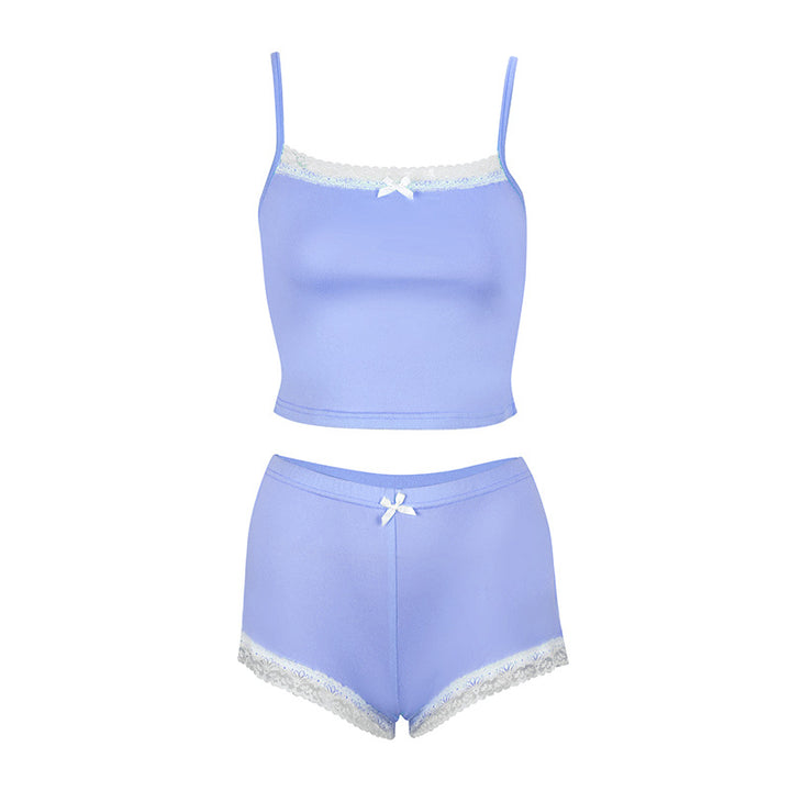 Damen Schlafanzug-Set aus zarter Mikrofaser mit Spitze Drune