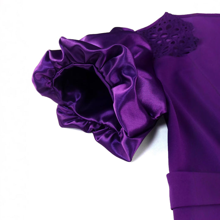 Damen Elegantes Kleid mit Spitzenakzenten und voluminösen Puffärmeln Drune