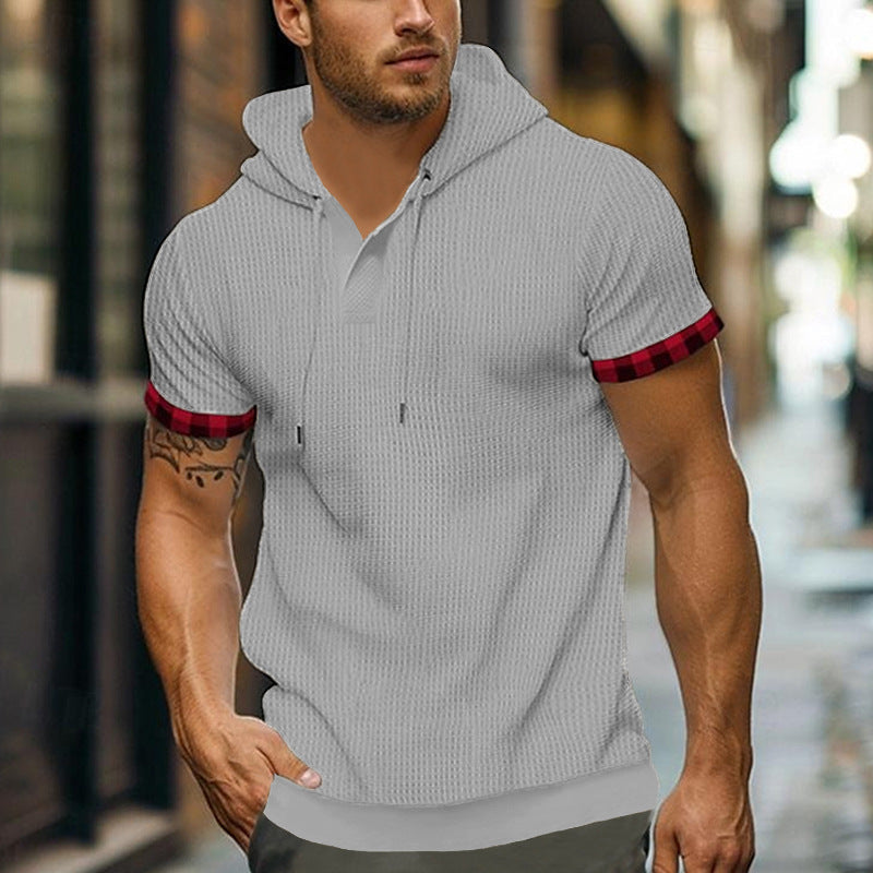 Herren modernes Kapuzenshirt mit strukturiertem Design und kontrastierenden Ärmeln Drune