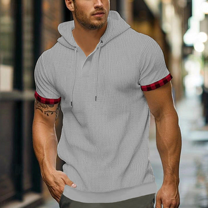 Herren modernes Kapuzenshirt mit strukturiertem Design und kontrastierenden Ärmeln Drune