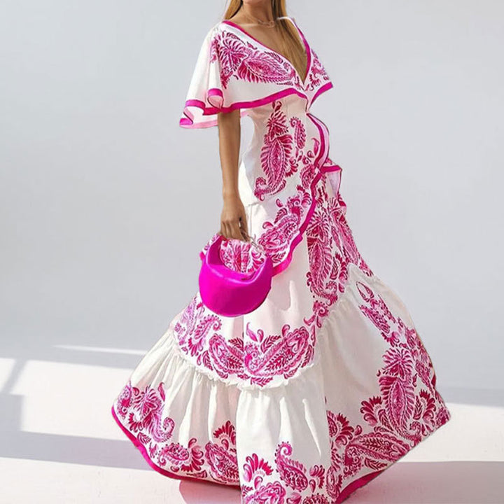 Damen Maxikleid mit voluminösen Ärmeln und kunstvollem Paisleymuster Drune