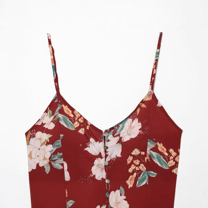 Damen Spaghettiträgerkleid mit floralem Druck und schmeichelndem Schnitt Drune