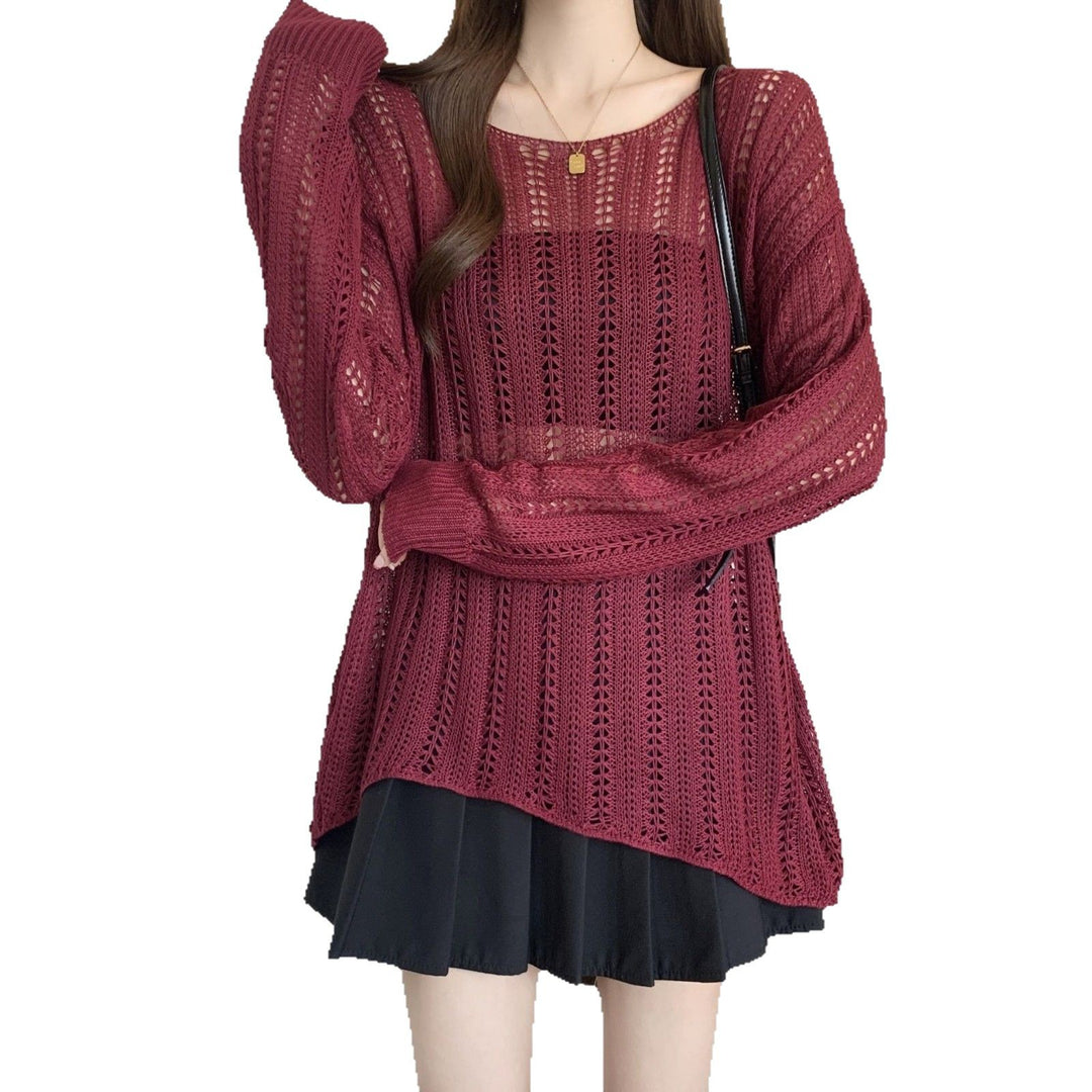 Damen luftiger Strickpullover mit offenen Maschen und lässigem Schnitt Drune