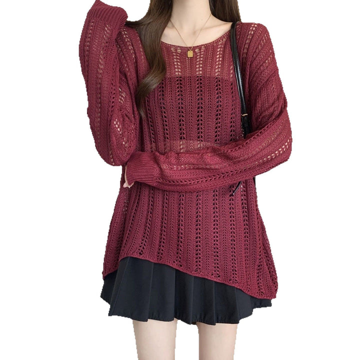 Damen luftiger Strickpullover mit offenen Maschen und lässigem Schnitt Drune