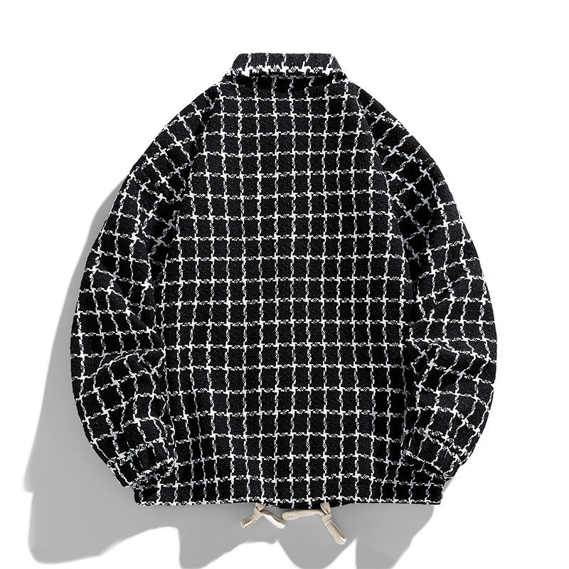 Herren Gepolsterte Coach‑Jacke mit geometrischem Muster und Kontrastbrusttasche Drune