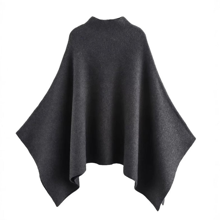 Damen 100+ feiner Oversize Poncho mit Stehkragen und asymmetrischem Saum Drune