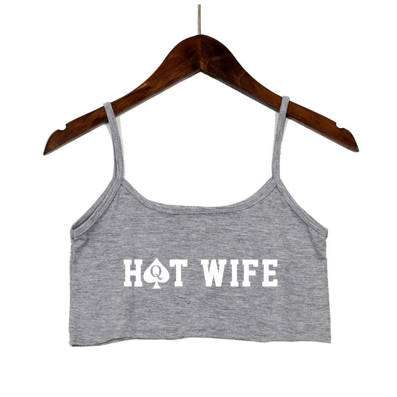 Damen Crop-Top mit modernen Schriftzügen und verstellbaren Trägern Drune