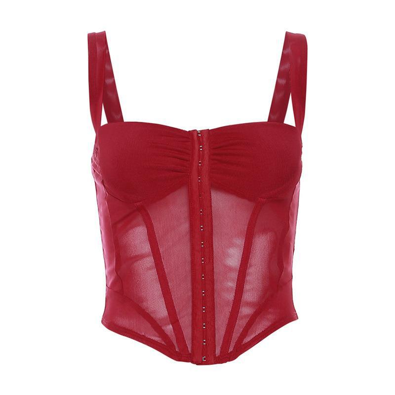 Damen Korsett-Top mit transparentem Design und raffinierten Raffungselementen Drune