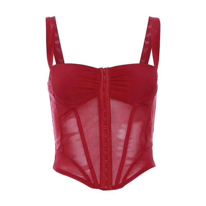 Damen Korsett-Top mit transparentem Design und raffinierten Raffungselementen Drune