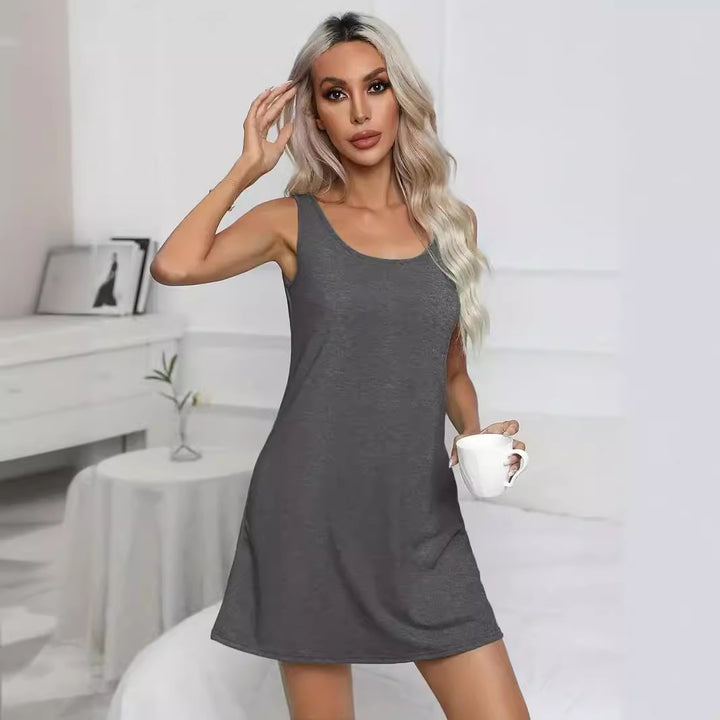 Damen lässiges Nachtkleid mit dünnen Trägern und körperbetontem Schnitt Drune
