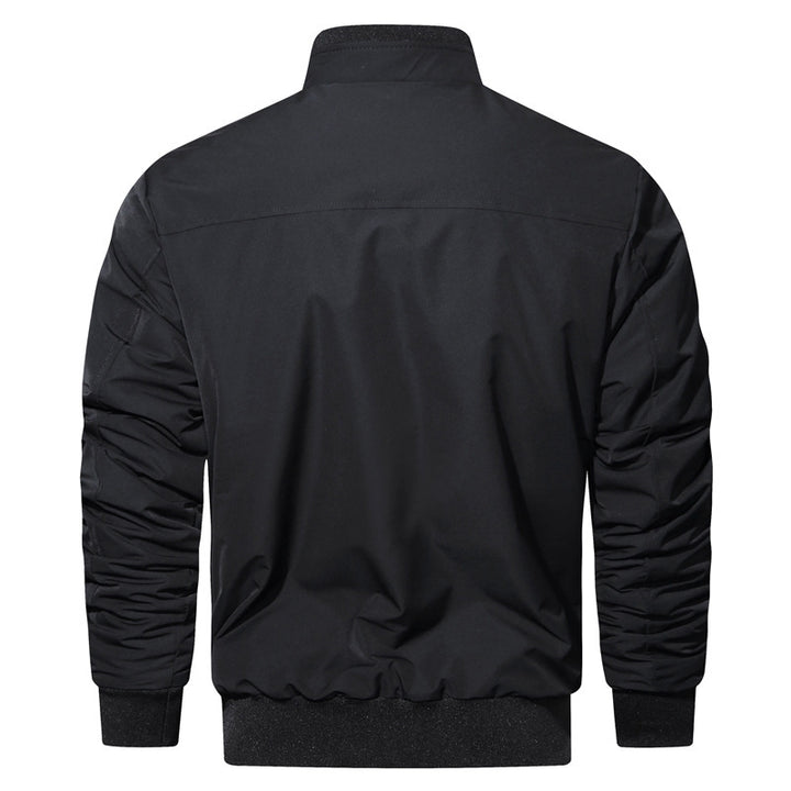 Herren leichter Utility-Bomberjacke mit geripptem Bund, Reißverschluss-Brusttasche und Pattentaschen Drune