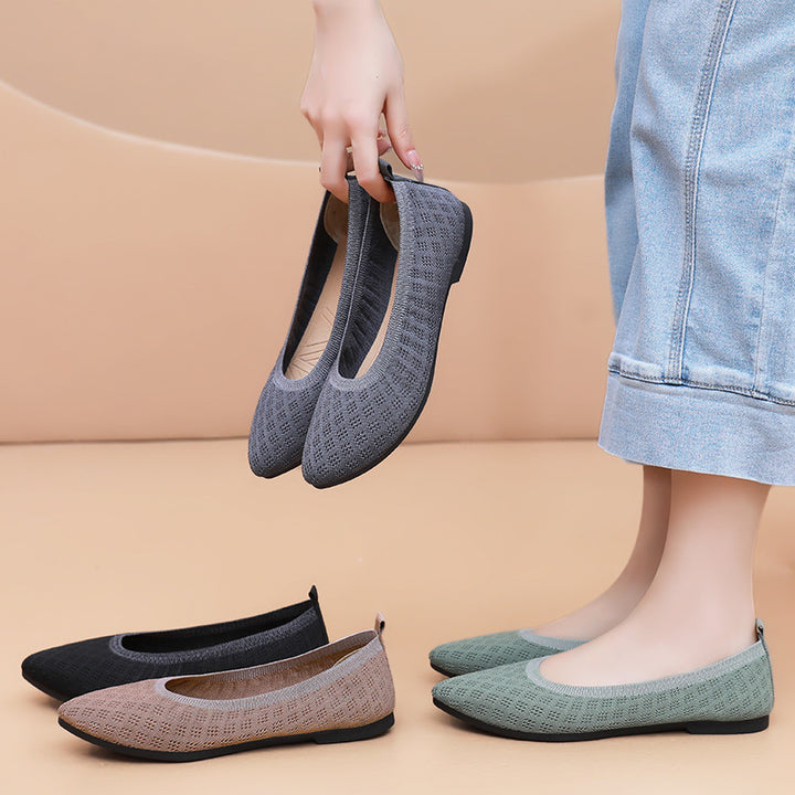 Damen nan gestrickter Ballerina-Slip-On mit atmungsaktiver 3D-Struktur und gepolstertem Memory-Fußbett Drune