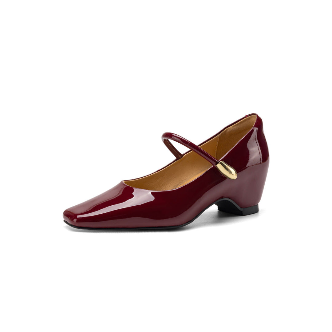 Damen Elegante Mary Jane Absatzschuhe mit spitzem Design und großzügigem Riemen Drune