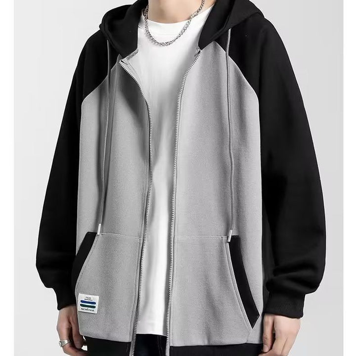 Herren lässige Kapuzenjacke mit kontrastierenden Ärmeln Drune