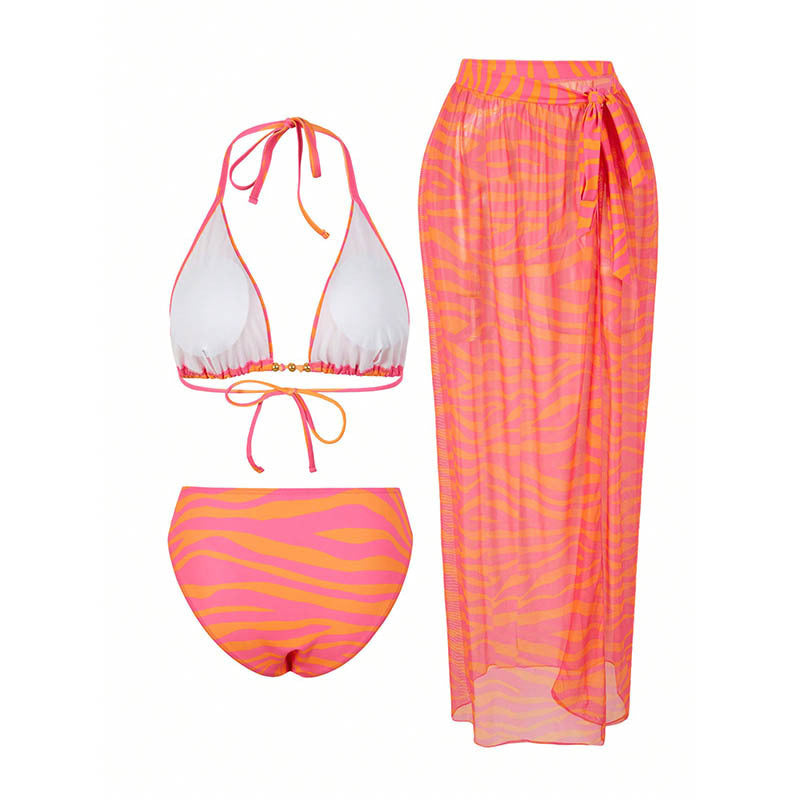 Damen Bikiniset mit modischem Wickelrock und trendigem Zebra-Design Drune