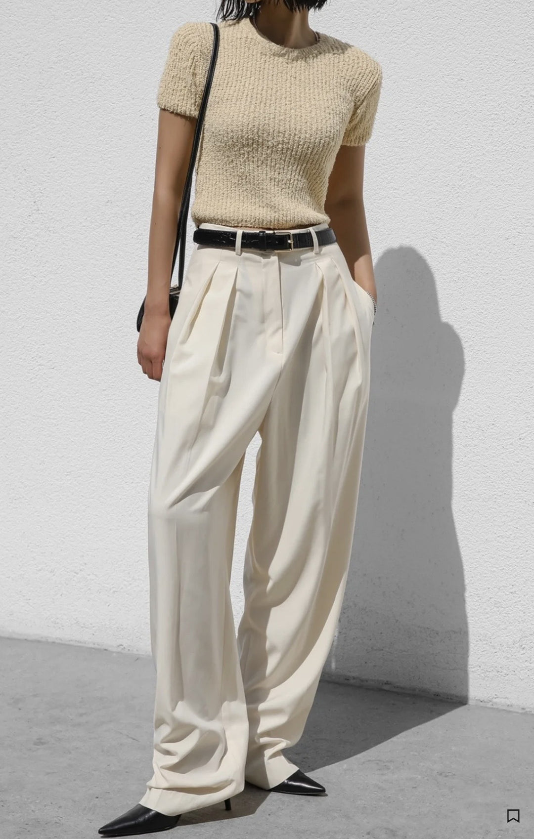 Damen elegante, weit geschnittene Anzughose mit hohen Bund Drune