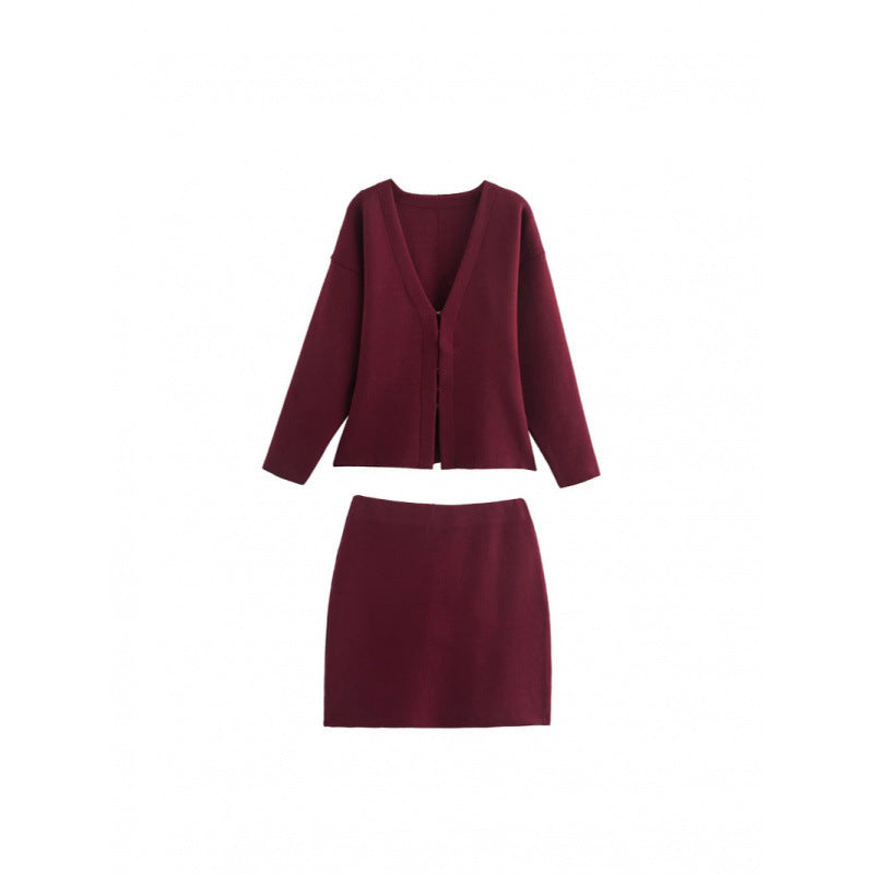 Damen Locker geschnittener Feinstrick-Cardigan mit tiefem V‑Ausschnitt und verdeckter Knopfleiste Drune