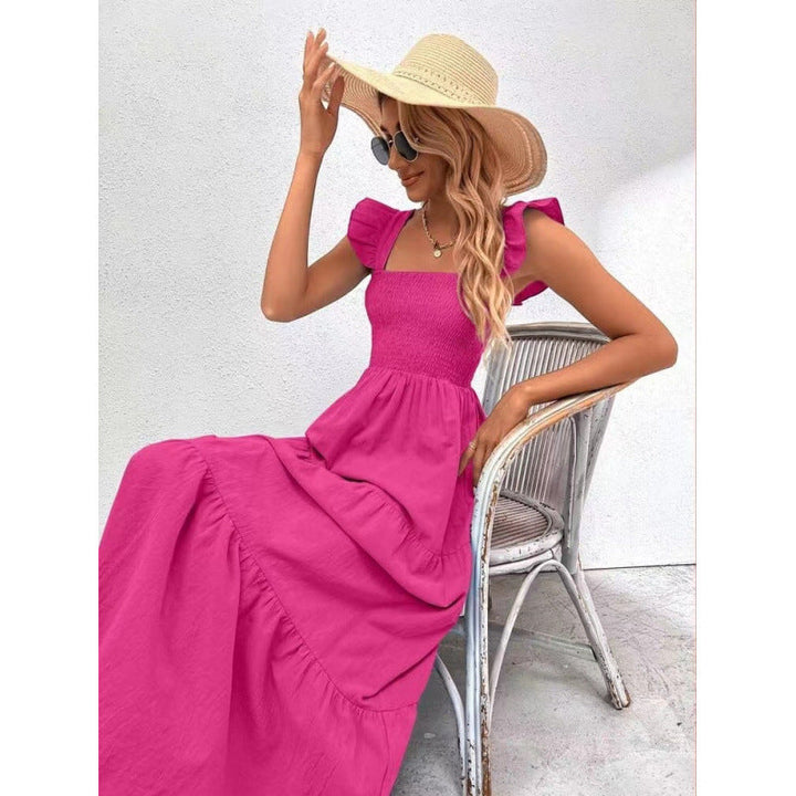 Damen Maxikleid mit Rüschendetails und schmalem Tailleneinsatz Drune