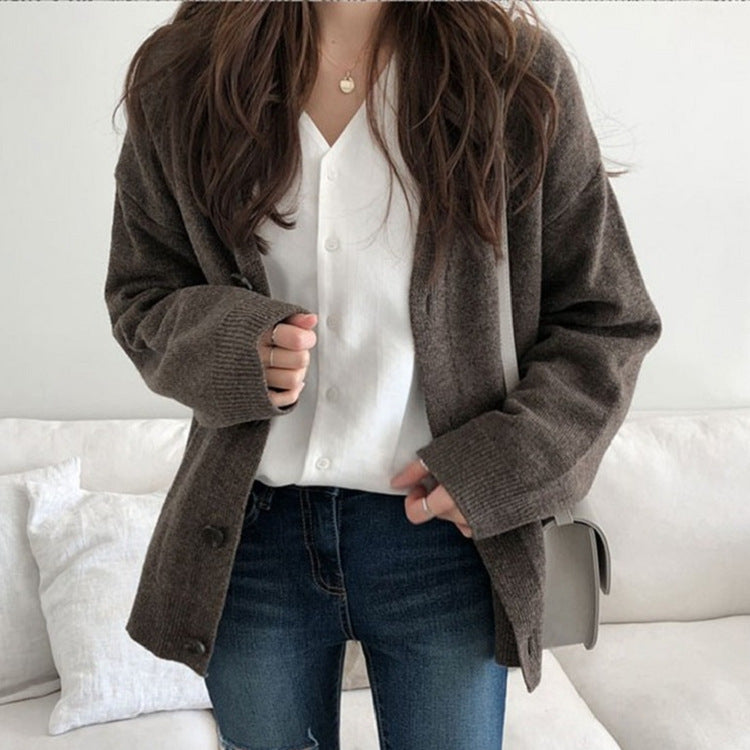 Damen Strickjacke mit weichem Material und überschnittenen Schultern Drune