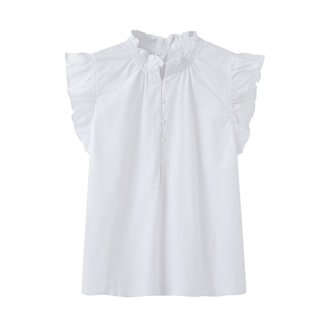 Damenbluse mit Rüschendetails und Knopfleiste Drune