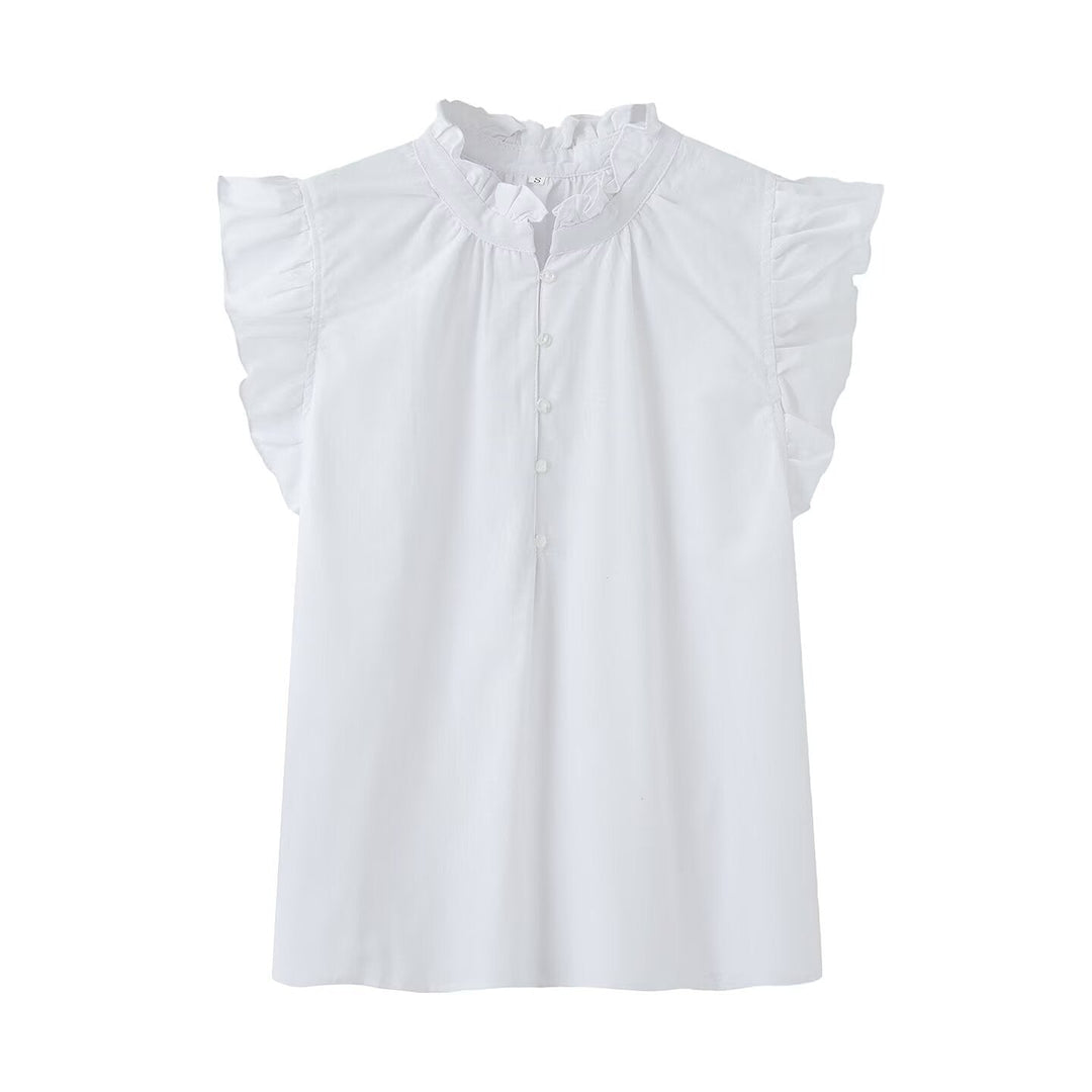 Damenbluse mit Rüschendetails und Knopfleiste Drune