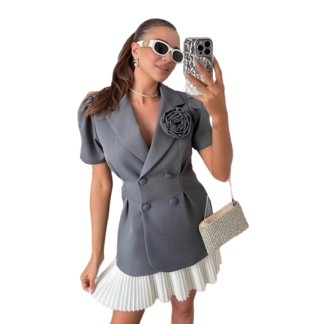 Damen Elegante Blazerjacke mit floraler Applikation Drune