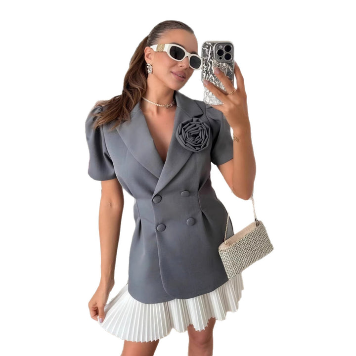 Damen Elegante Blazerjacke mit floraler Applikation Drune