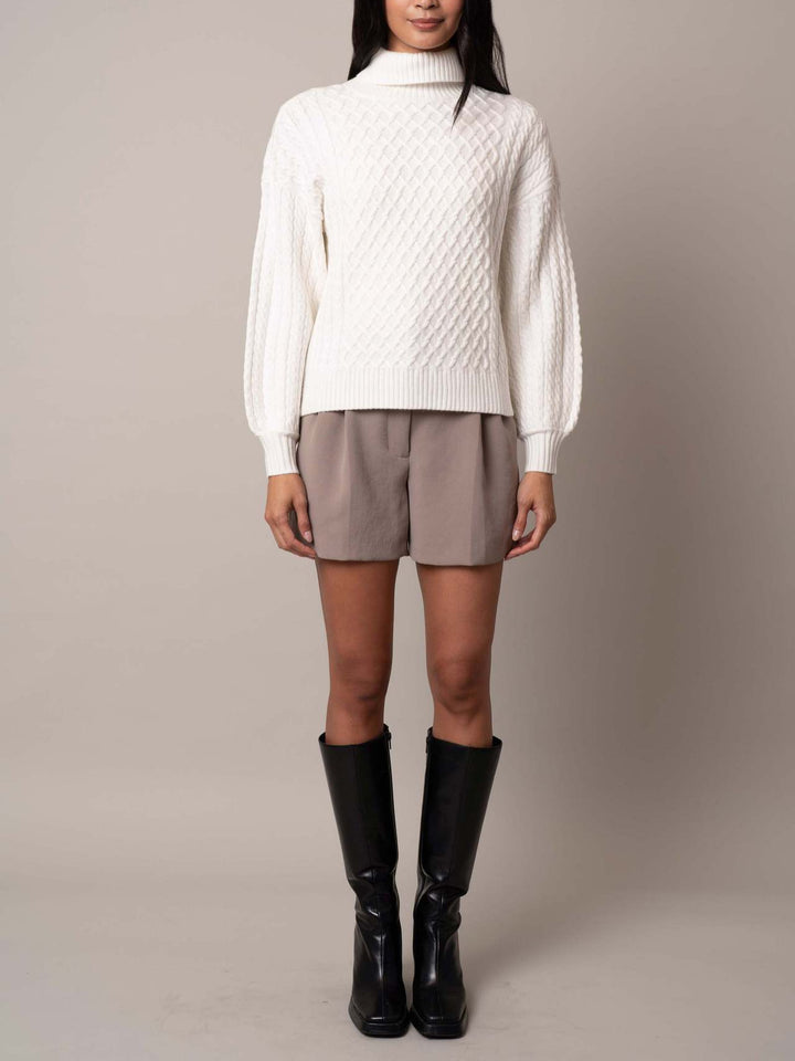 Damen Modischer Strickpullover mit hohen Kragen