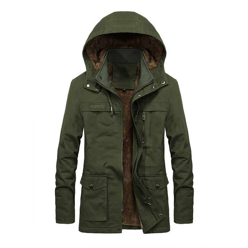 Herren Utility-Parka mit Teddyfleece-Innenfutter, versteckter Frontleiste und multifunktionalen Taschen Drune