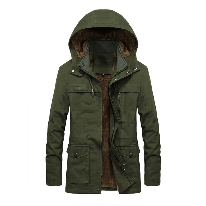 Herren Utility-Parka mit Teddyfleece-Innenfutter, versteckter Frontleiste und multifunktionalen Taschen Drune