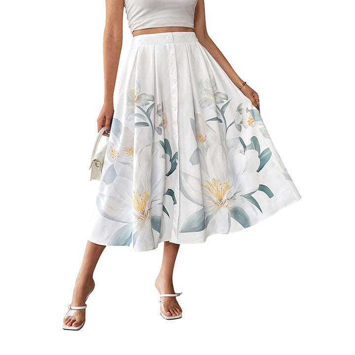 Damen Elegante Blumengehäkelte Midi-Rock Drune
