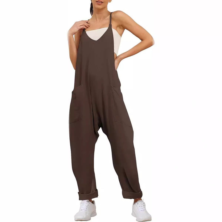Damen Lässiger Overall mit tiefem Ausschnitt und praktischen Taschen Drune