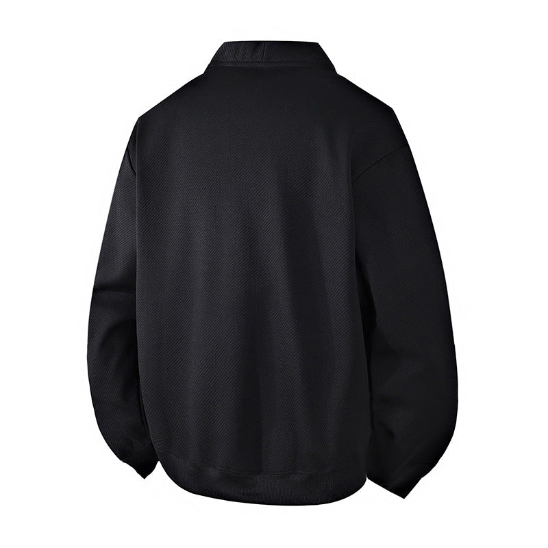 Herren strukturierter Strick-Cardigan-Blouson mit durchgehender Knopfleiste und aufgesetzten Eingrifftaschen Drune