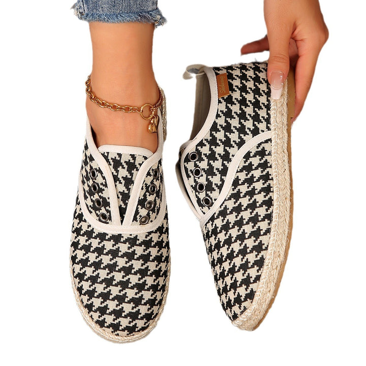 Damen Casual Espadrille Slip-Ons mit stylischem distressed Denim-Muster Drune