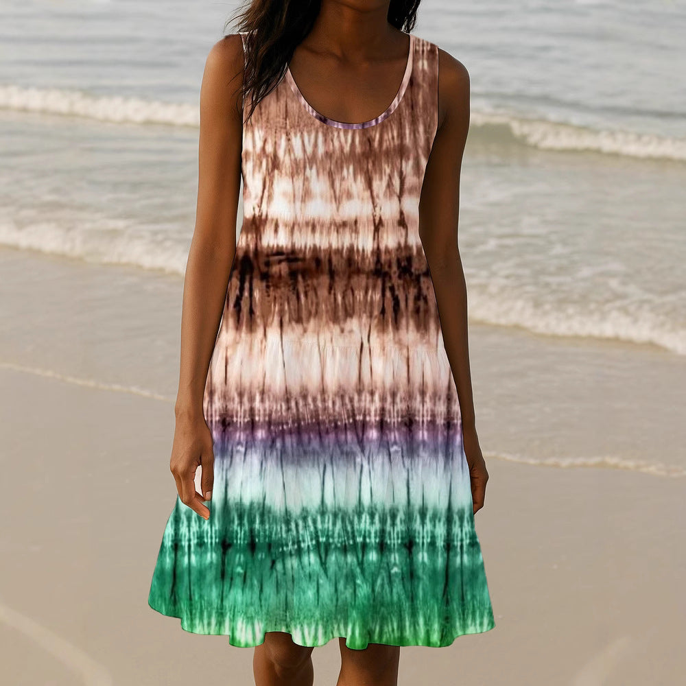 Damen Sommerliches A-Linien Kleid mit einzigartigem Ombre-Design Drune