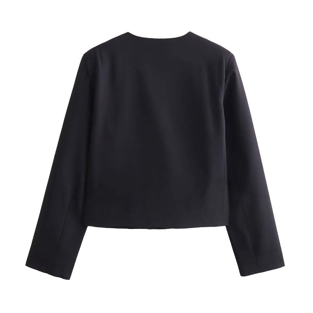Damen Kurzblazer im Boxy‑Cut mit dekorativen Zierknöpfen und aufgesetzten Taschen Drune