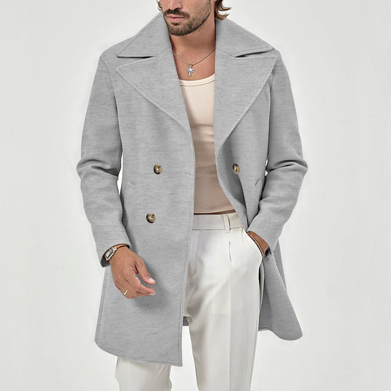 Herren eleganter Wollmantel mit doppelter Knopfleiste und modernem Schnitt Drune