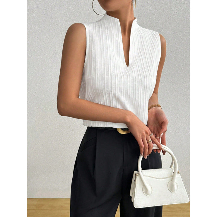 Damen Chicer Stehkragen-Top mit eleganter Rippstruktur Drune