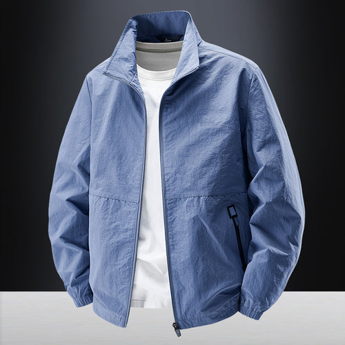 Herren Ultraleichte winddichte Freizeitblousonjacke mit Stehkragen und Reißverschlusstaschen Drune