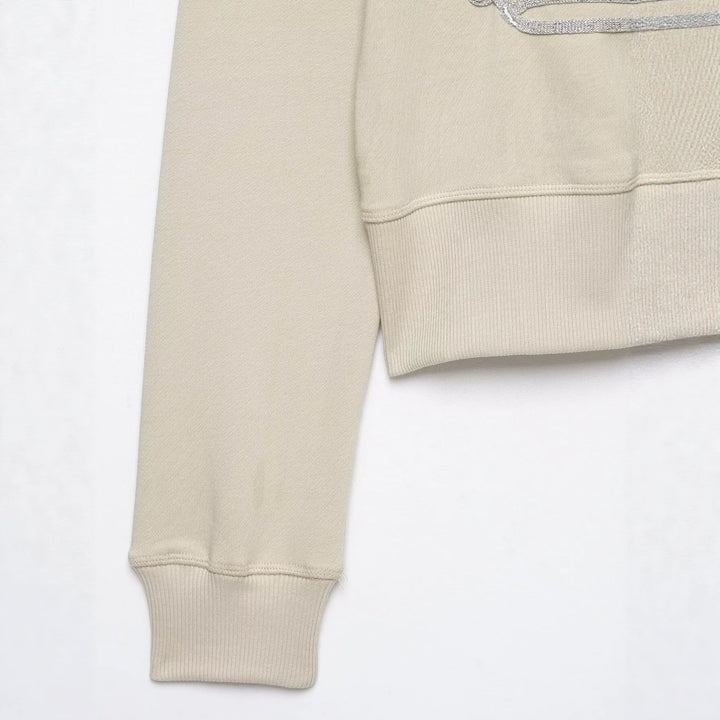 Damen Kurzgeschnittene Sweatjacke mit Stehkragen und militärisch inspirierten Zierkordeln Drune