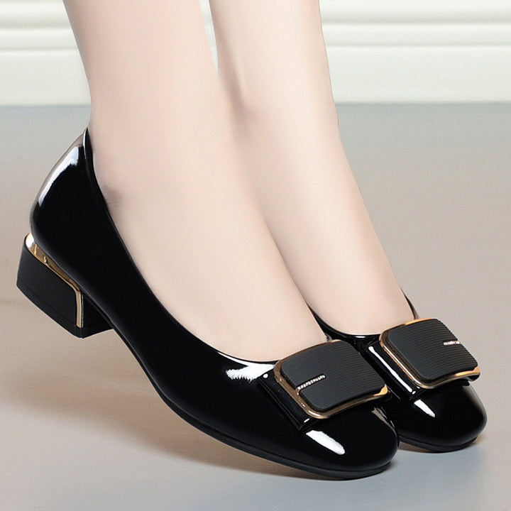 Damen elegante Ballerinas mit modischem Schmuckdetail und komfortablem Blockabsatz Drune
