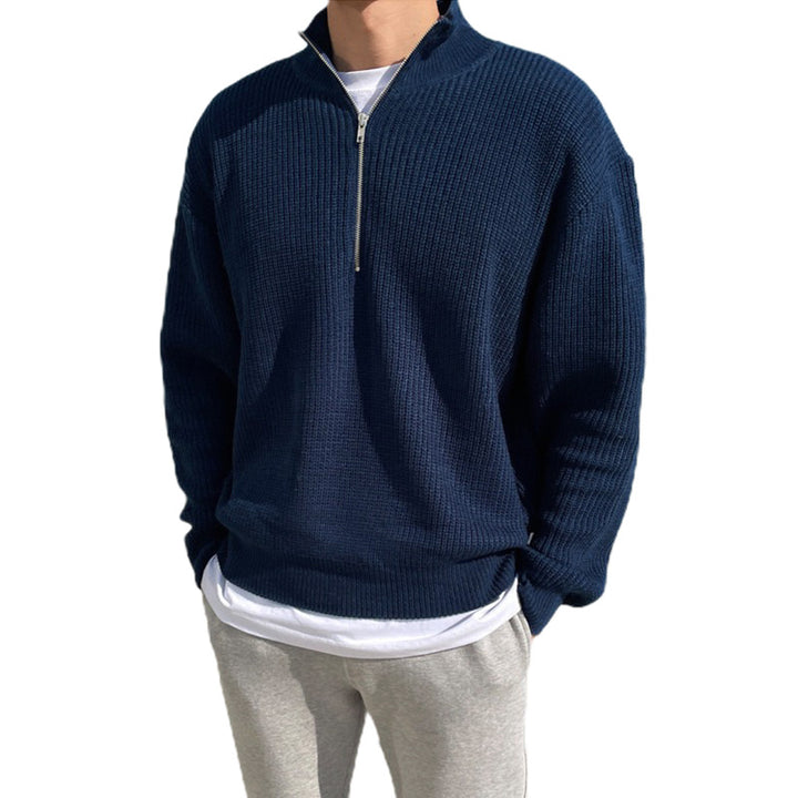 Herren Modischer Strickpullover mit Stehkragen und Reißverschluss Drune