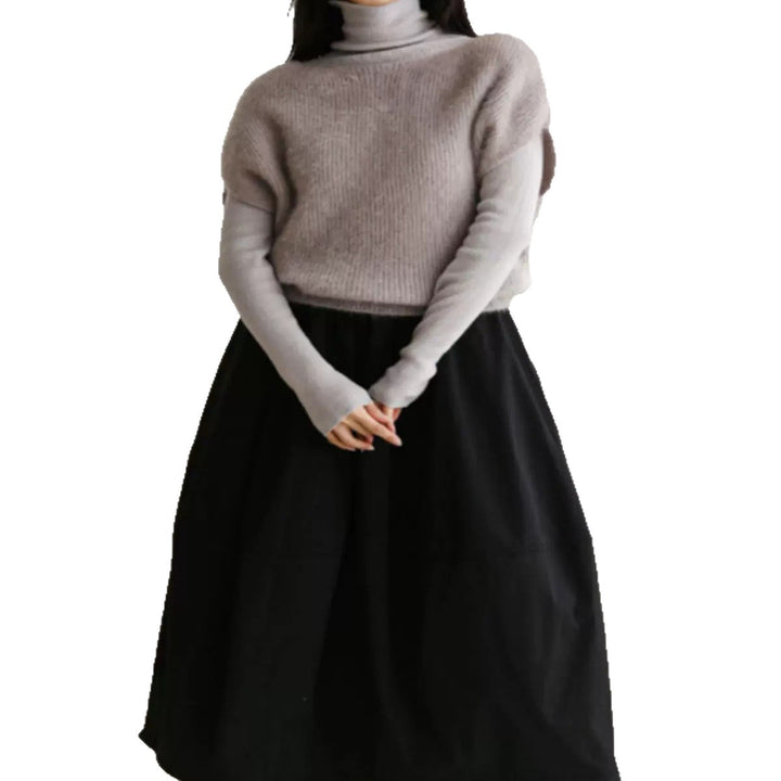 Damen Langer Voluminöser Maxi-Rock mit weitem Saum und elastischem Bund Drune